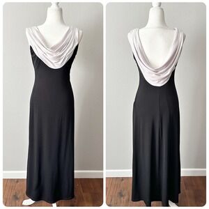 NWOT Calvin Klein Formal Maxi Dress Black Gray Sequin Cowl Neck‎ women's Size 2